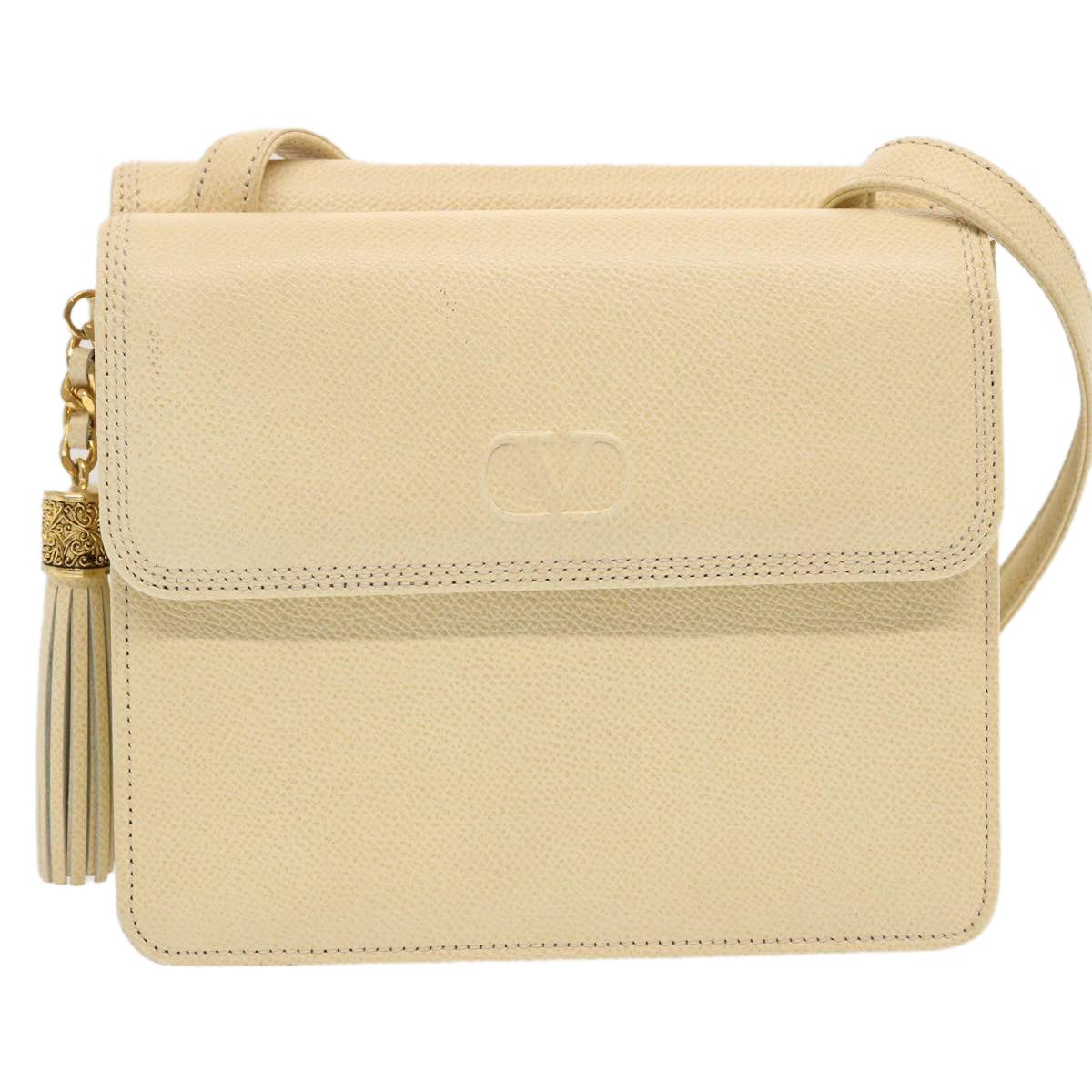 VALENTINO Shoulder Bag Leather Cream Auth ar11717 - 0