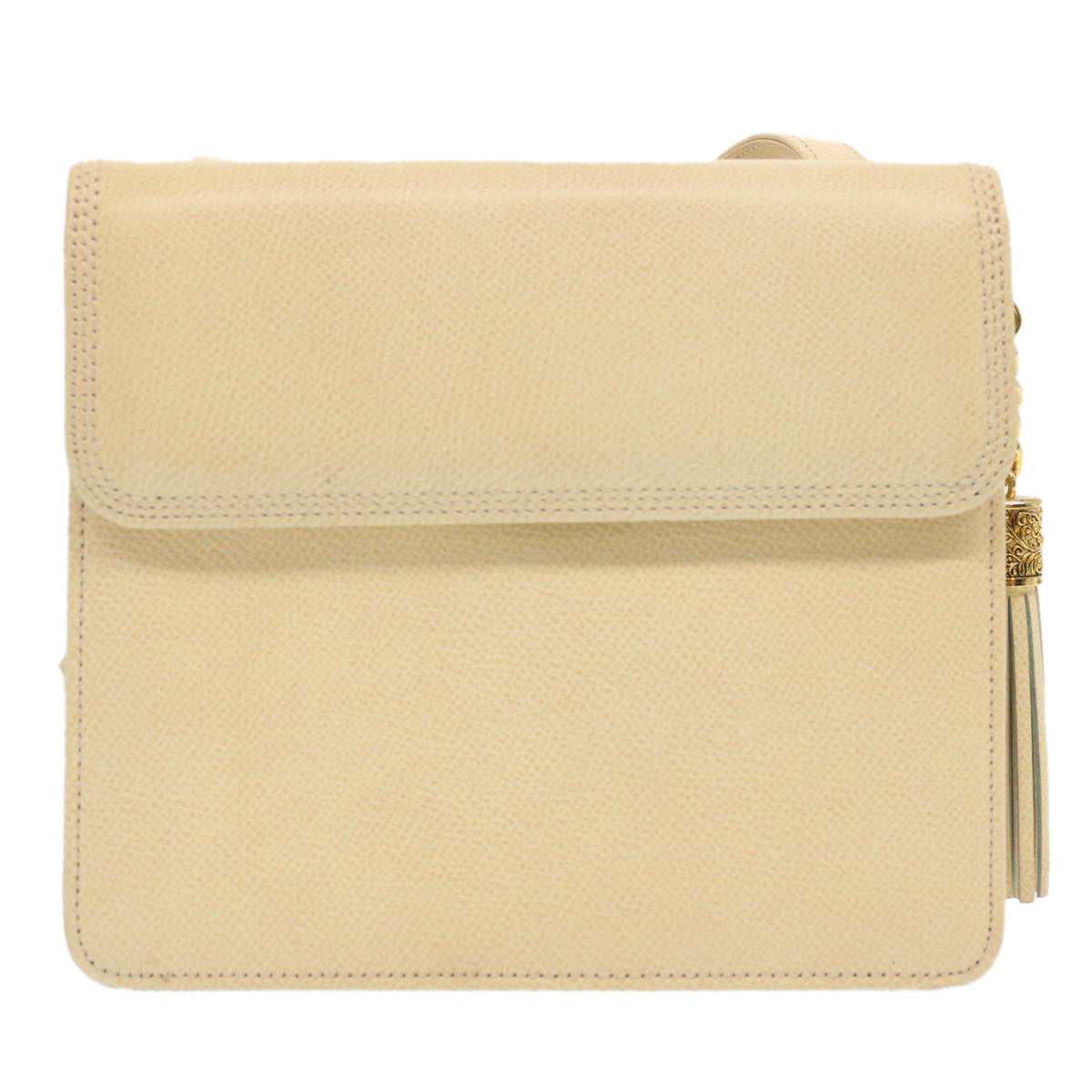 VALENTINO Shoulder Bag Leather Cream Auth ar11717