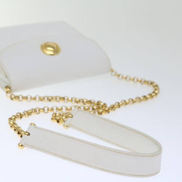 Chloe Chain Shoulder Bag Leather Vintage White Auth ar11719