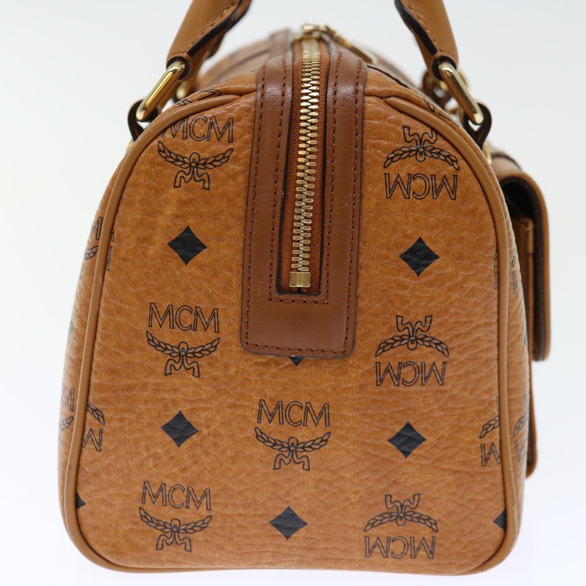 MCM Vicetos Logogram Hand Bag PVC Leather Brown Auth ar11728