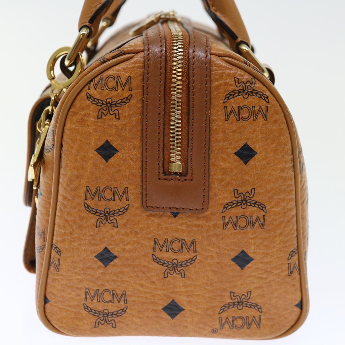 MCM Vicetos Logogram Hand Bag PVC Leather Brown Auth ar11728