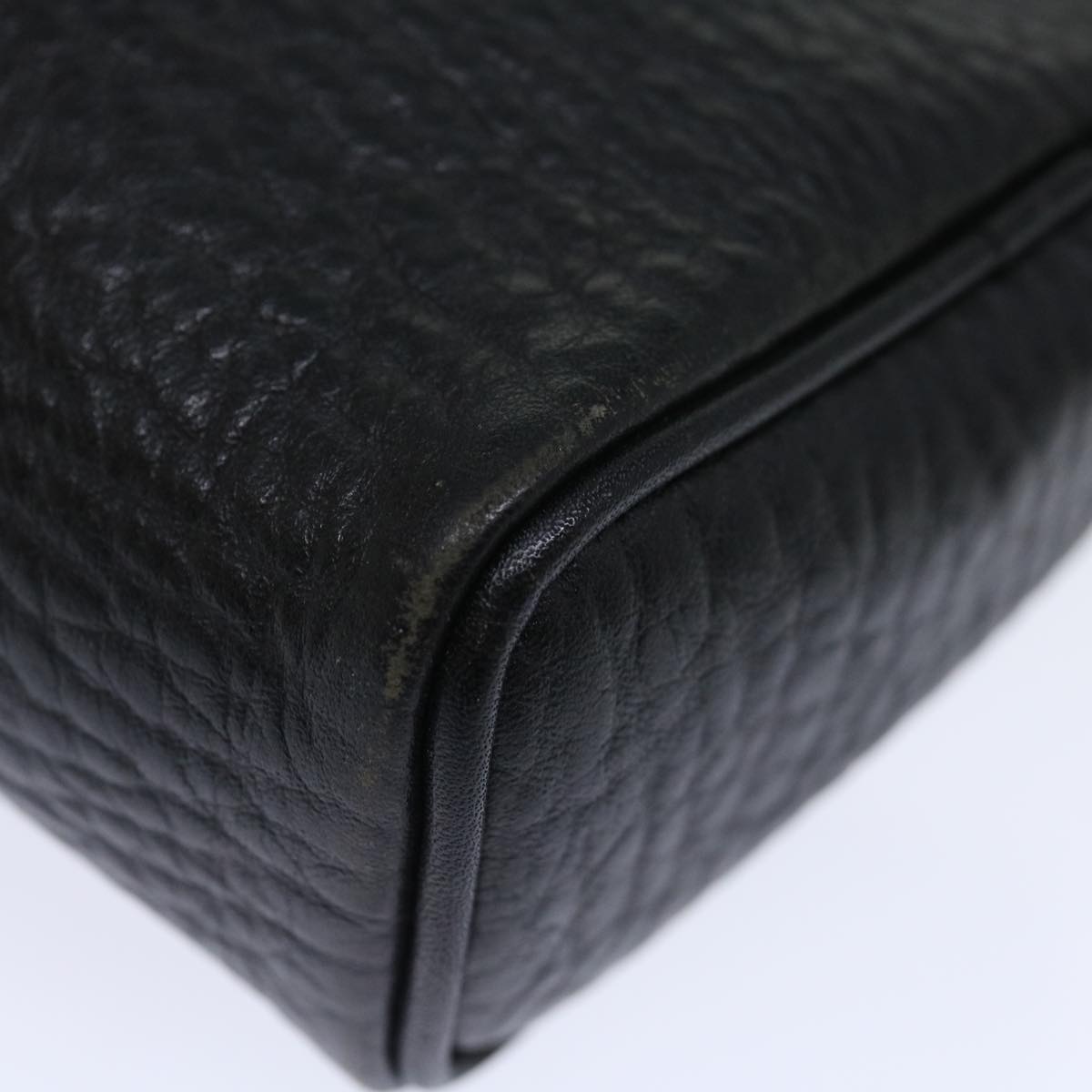 Burberrys Clutch Bag Leather Black Auth ar11739