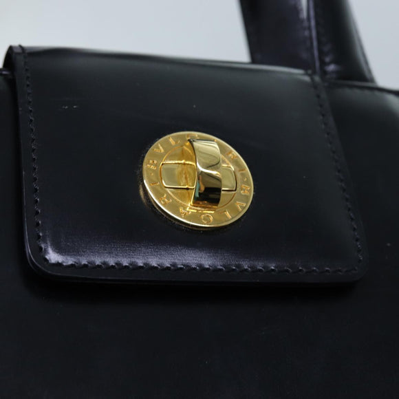BVLGARI Hand Bag Leather 2way Black Auth ar11750