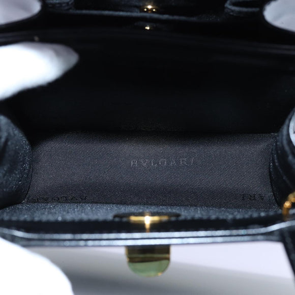 BVLGARI Hand Bag Leather 2way Black Auth ar11750
