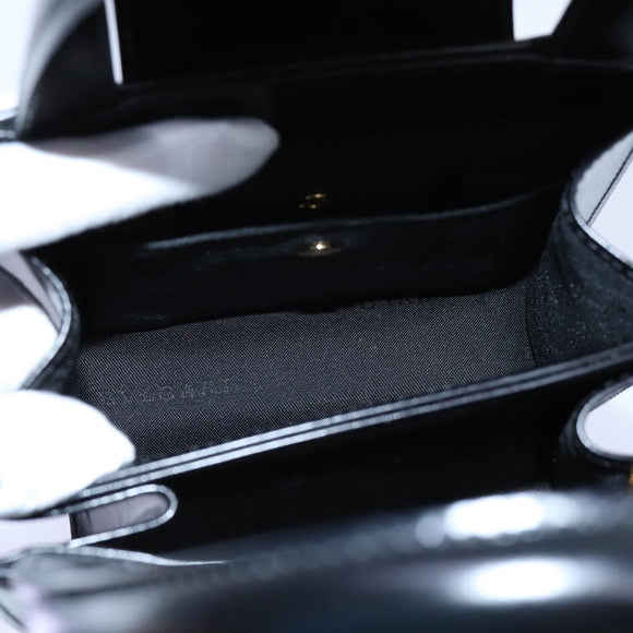BVLGARI Hand Bag Leather 2way Black Auth ar11750