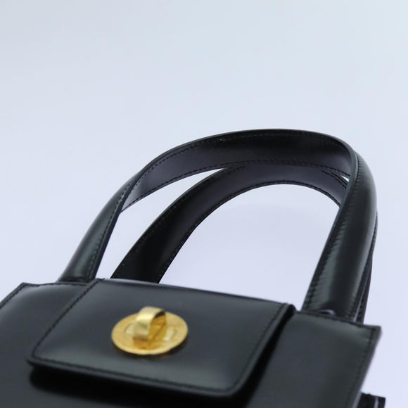 BVLGARI Hand Bag Leather 2way Black Auth ar11750