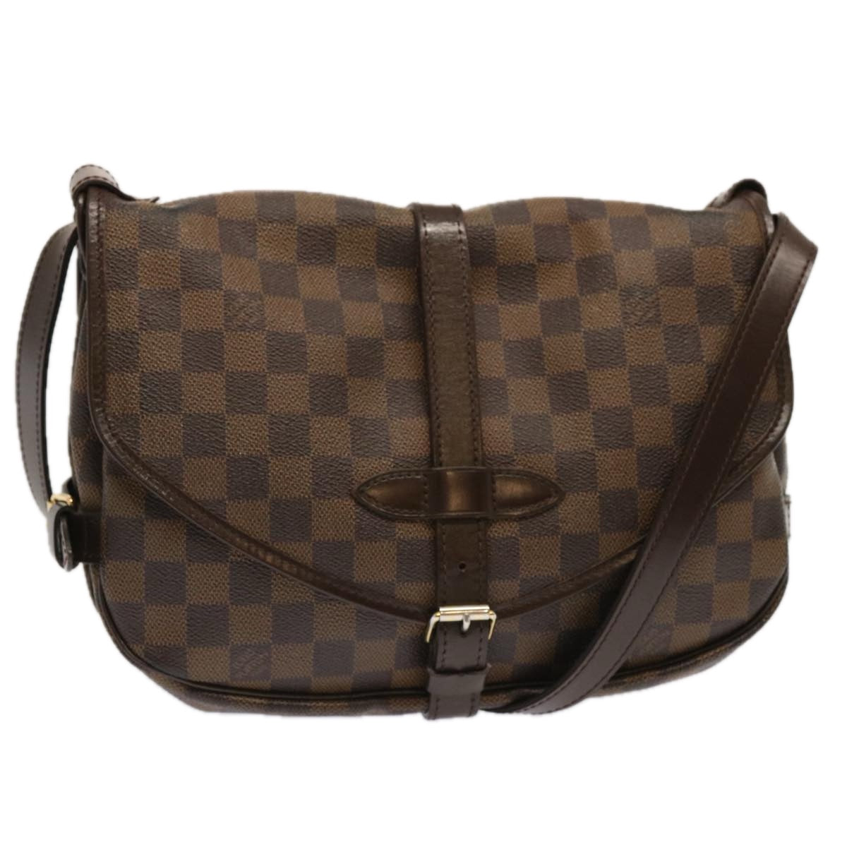 LOUIS VUITTON Damier Ebene Saumur 30 Shoulder Bag N48081 LV Auth ar11752