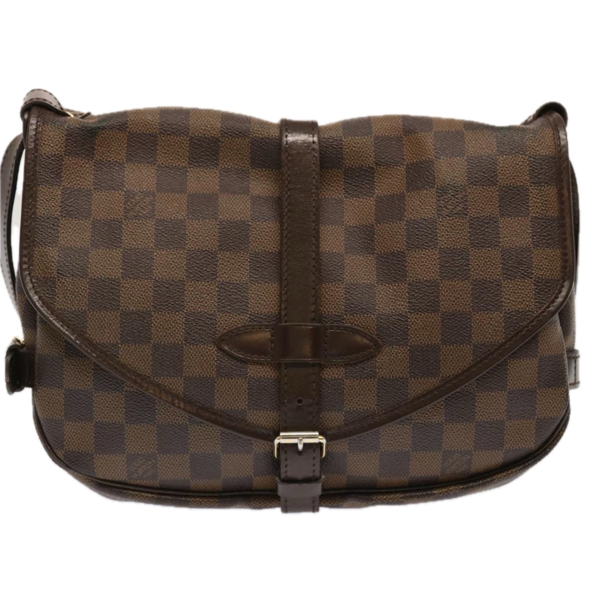 LOUIS VUITTON Damier Ebene Saumur 30 Shoulder Bag N48081 LV Auth ar11752