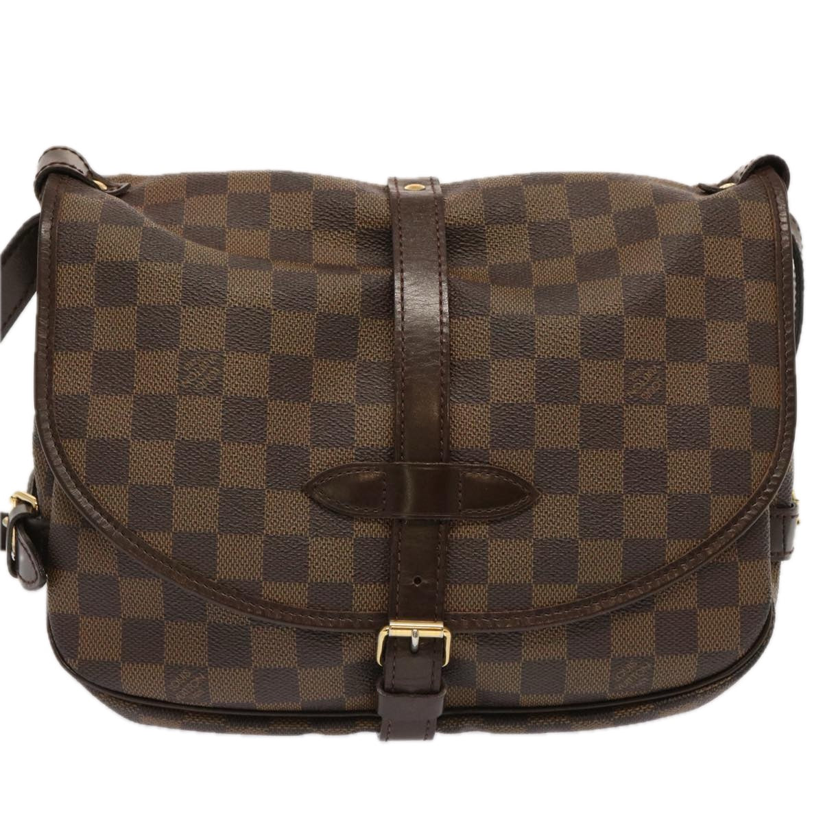 LOUIS VUITTON Damier Ebene Saumur 30 Shoulder Bag N48081 LV Auth ar11752