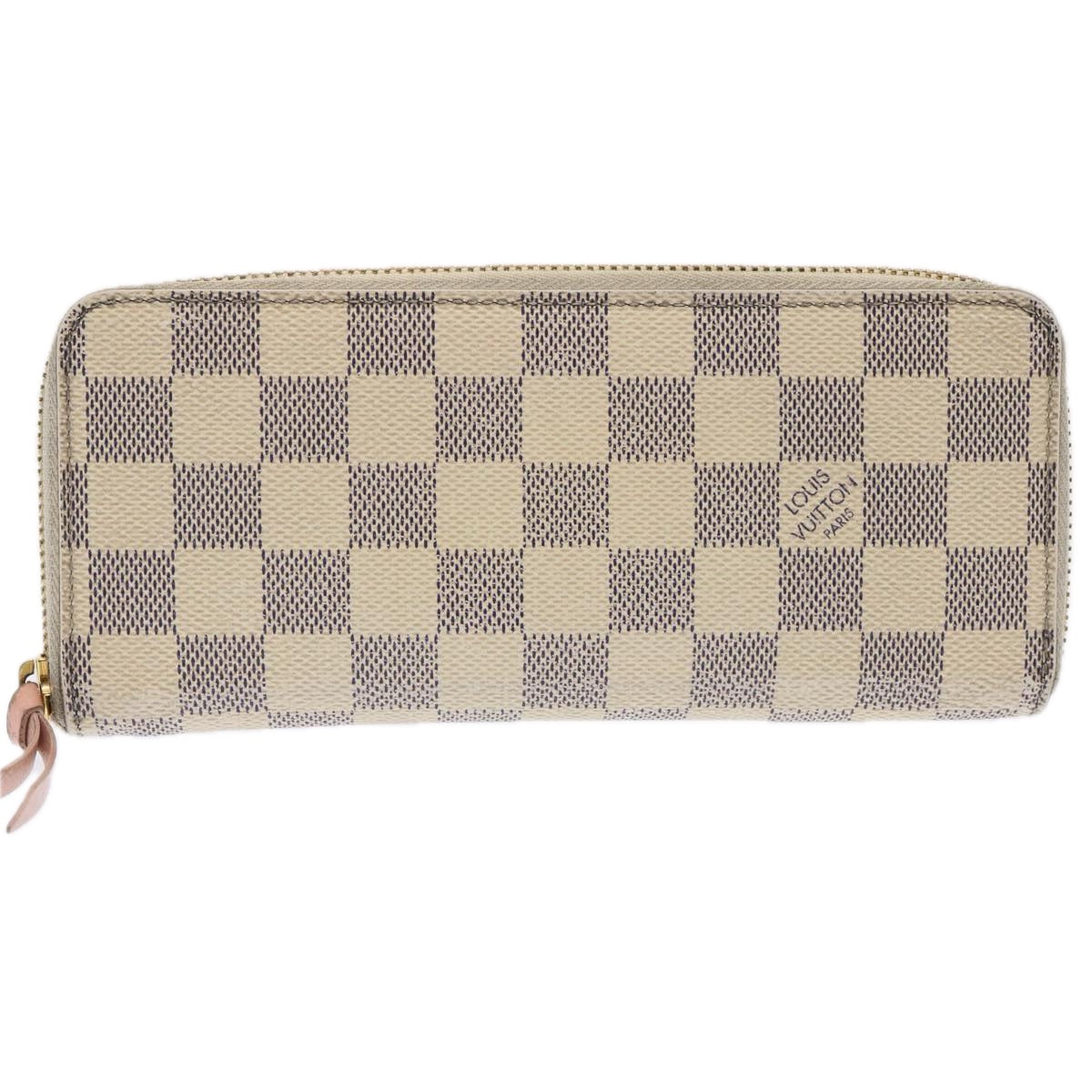 LOUIS VUITTON Damier Azur Portefeuille Clemence Long Wallet N61264 Auth ar11756