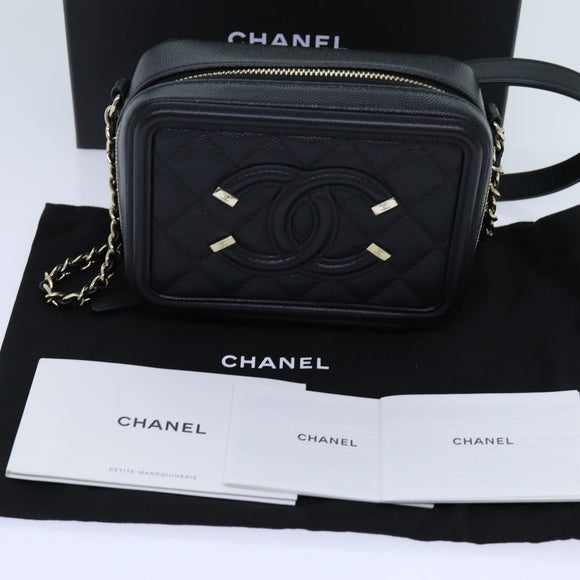 CHANEL Chain CC Figly Mini Shoulder Bag Calf Skin Black A84452 CC Auth ar11762SAV