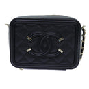 CHANEL Chain CC Figly Mini Shoulder Bag Calf Skin Black A84452 CC Auth ar11762SAV-13