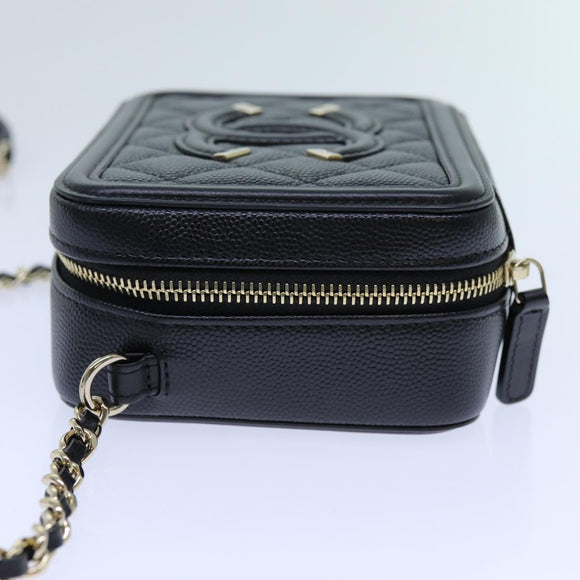 CHANEL Chain CC Figly Mini Shoulder Bag Calf Skin Black A84452 CC Auth ar11762SAV