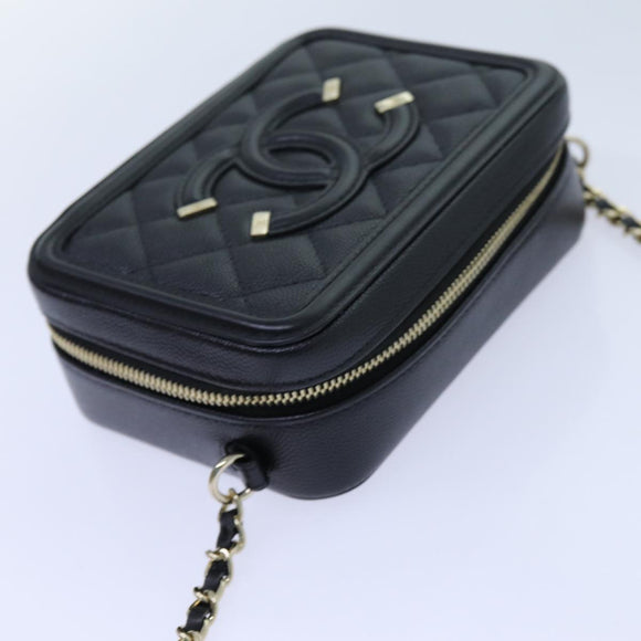 CHANEL Chain CC Figly Mini Shoulder Bag Calf Skin Black A84452 CC Auth ar11762SAV