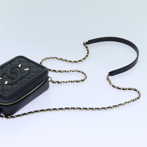 CHANEL Chain CC Figly Mini Shoulder Bag Calf Skin Black A84452 CC Auth ar11762SAV