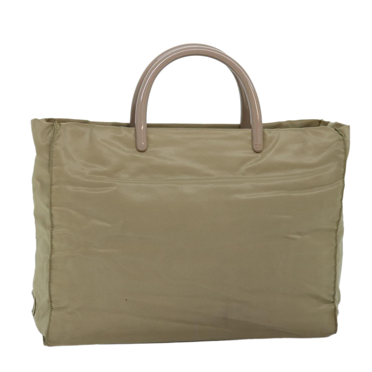 PRADA Hand Bag Nylon Beige Auth ar11788B
