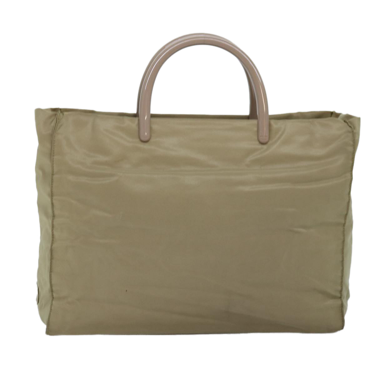 PRADA Hand Bag Nylon Beige Auth ar11788B