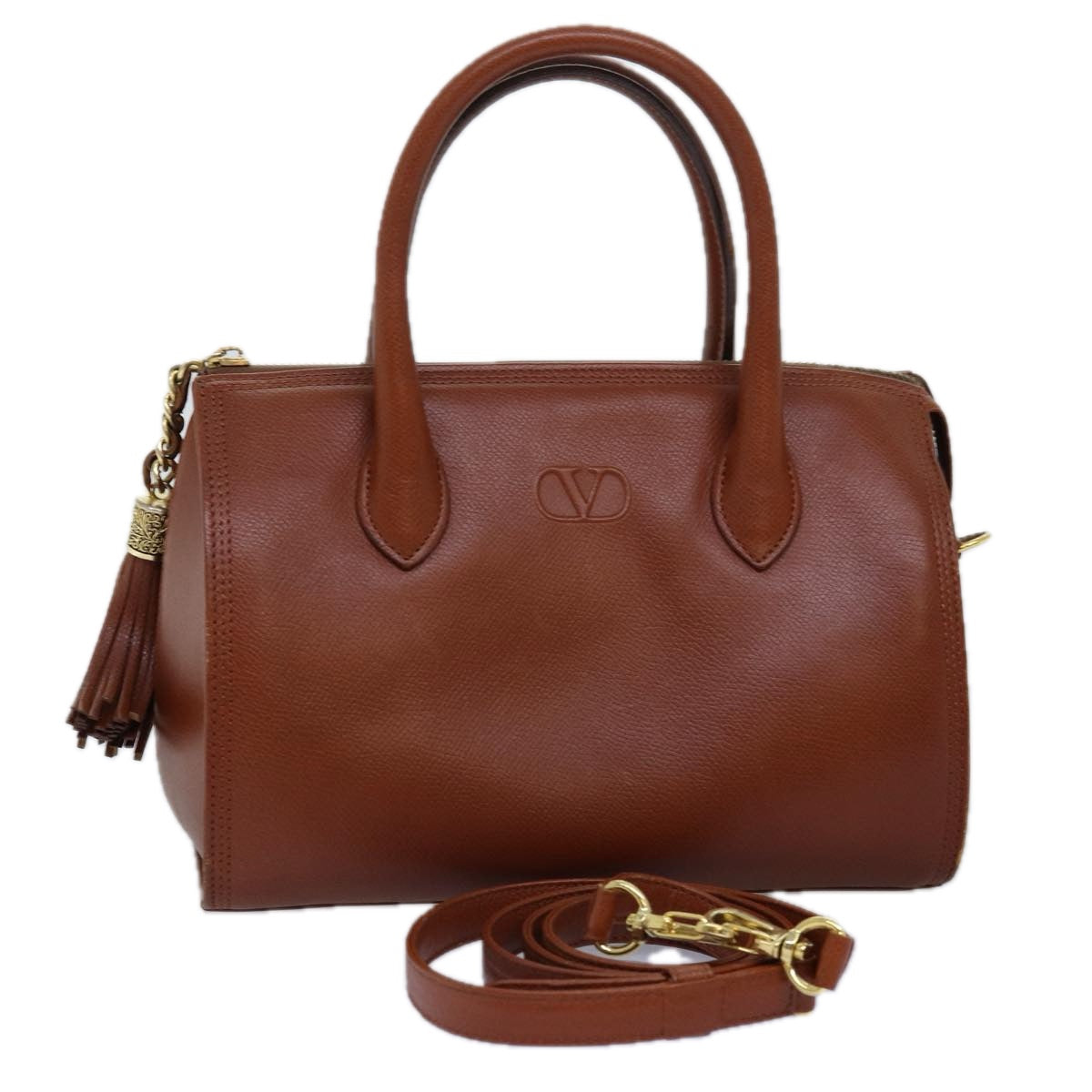VALENTINO Hand Bag Leather 2way Brown Auth ar11827