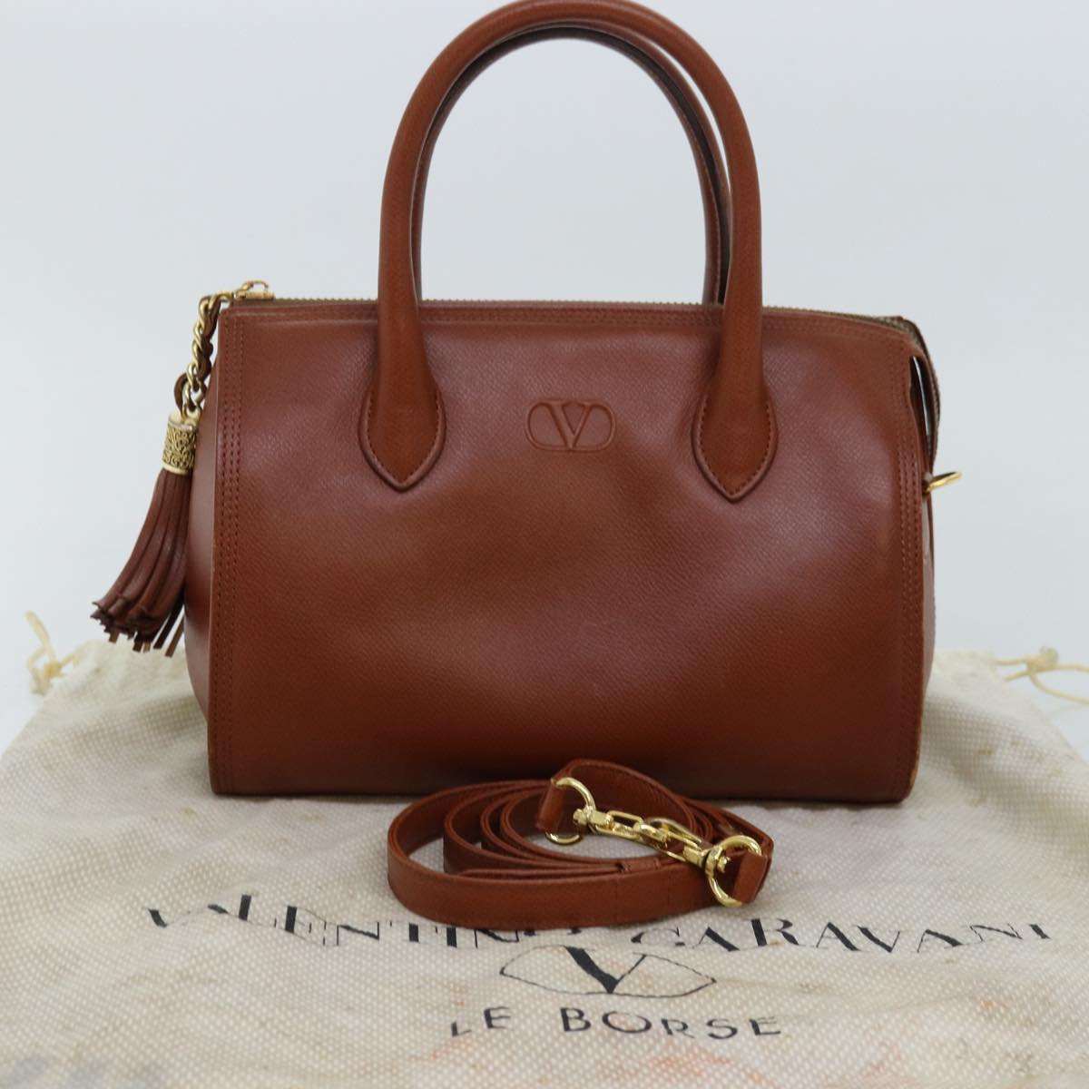 VALENTINO Hand Bag Leather 2way Brown Auth ar11827