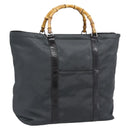 GUCCI Bamboo Hand Bag Nylon Gray 002 2854 0412 5 Auth ar11843-1