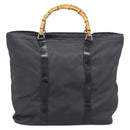 GUCCI Bamboo Hand Bag Nylon Gray 002 2854 0412 5 Auth ar11843-2
