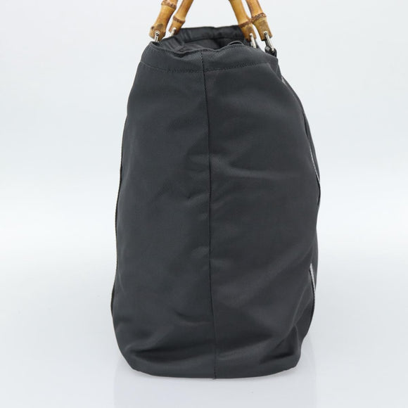 GUCCI Bamboe Handtas Nylon Grijs 002 2854 0412 5 Auth ar11843