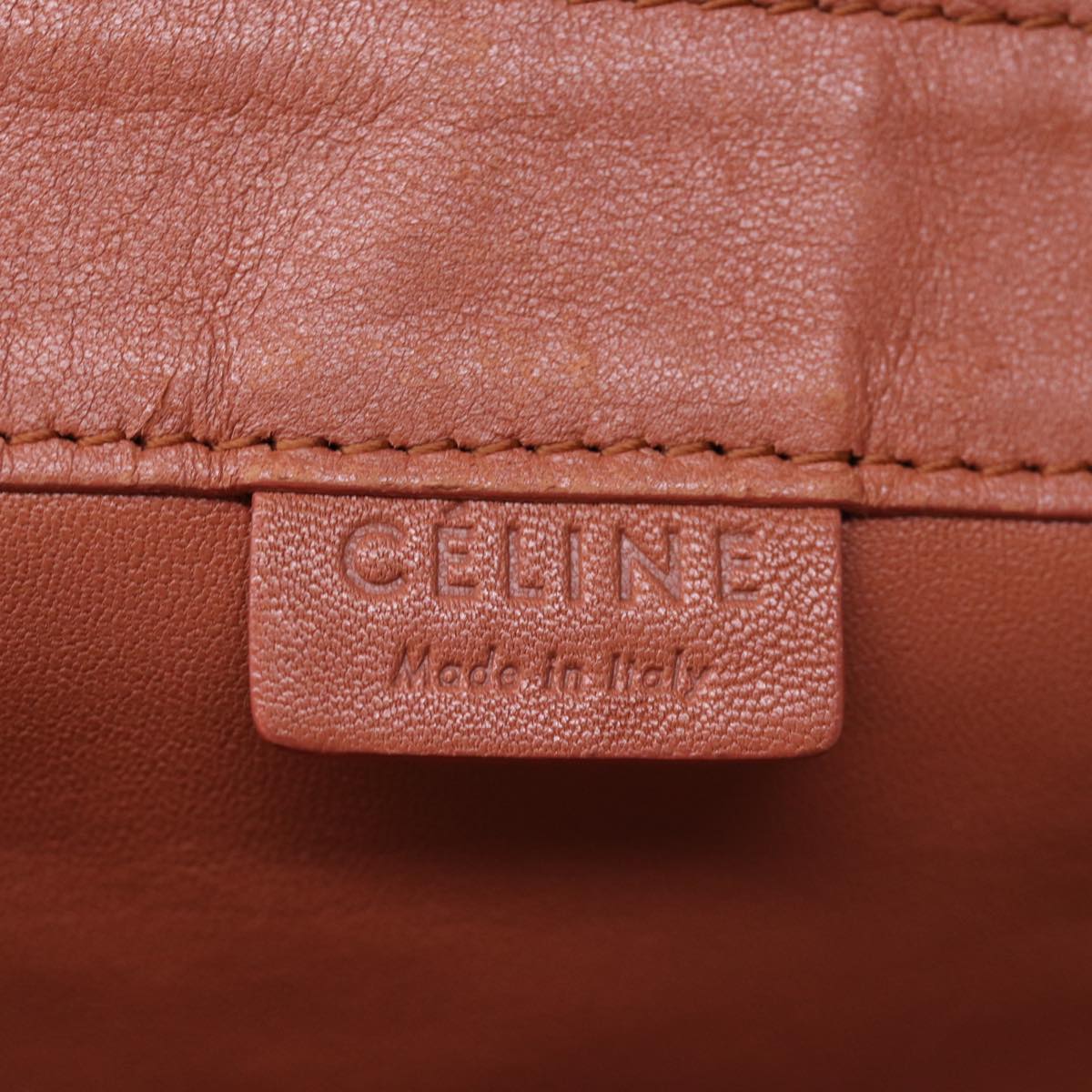 CELINE Horizontal Cabas Tote Bag Leather Bordeaux Orange Auth ar11846