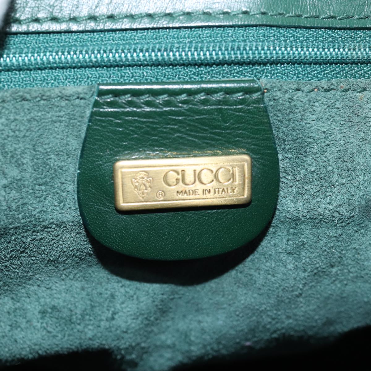 GUCCI Shoulder Bag Leather Green Auth ar11848