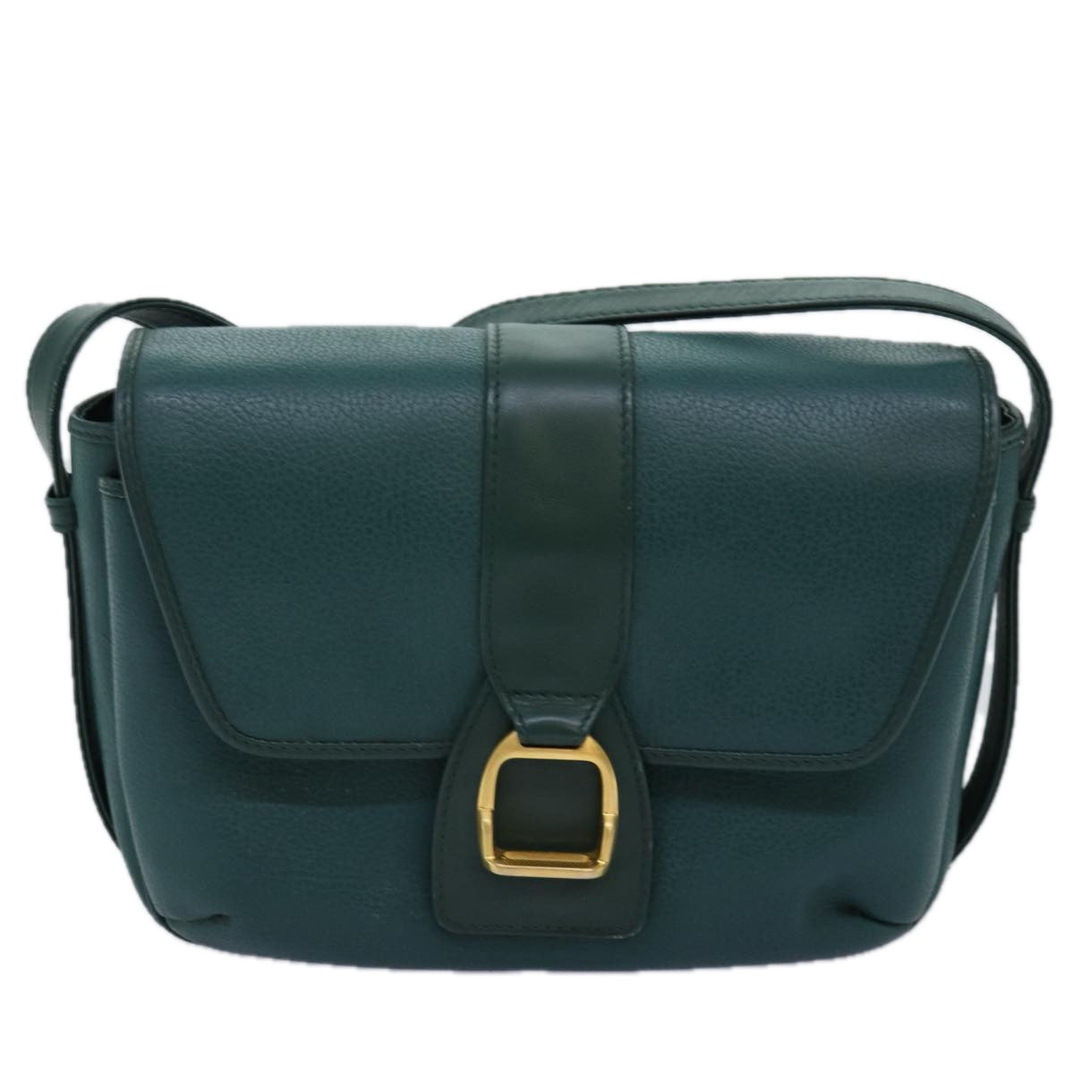 GUCCI Shoulder Bag Leather Green Auth ar11848