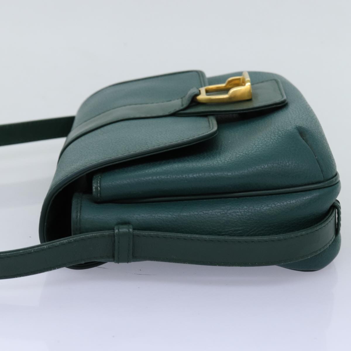 GUCCI Shoulder Bag Leather Green Auth ar11848