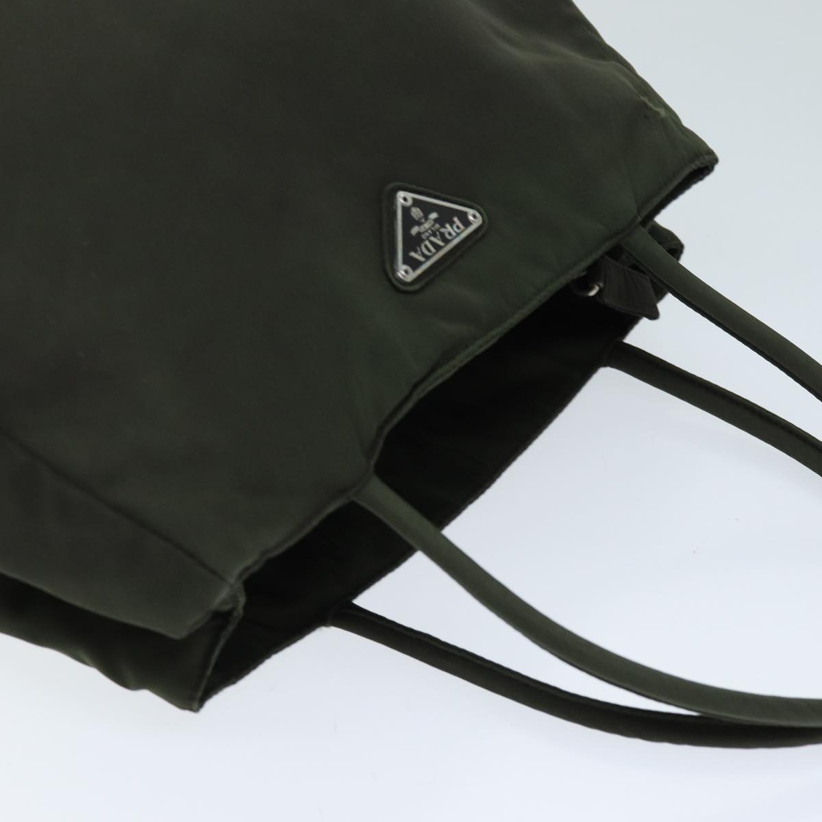 PRADA Hand Bag Nylon Green Auth ar11850