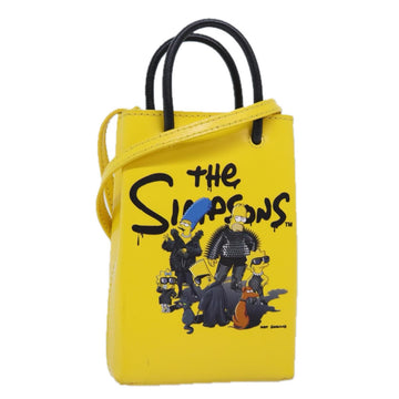 BALENCIAGA Phone Folder The Simpsons Bag Leather 2way Yellow 593826 Auth ar11851V