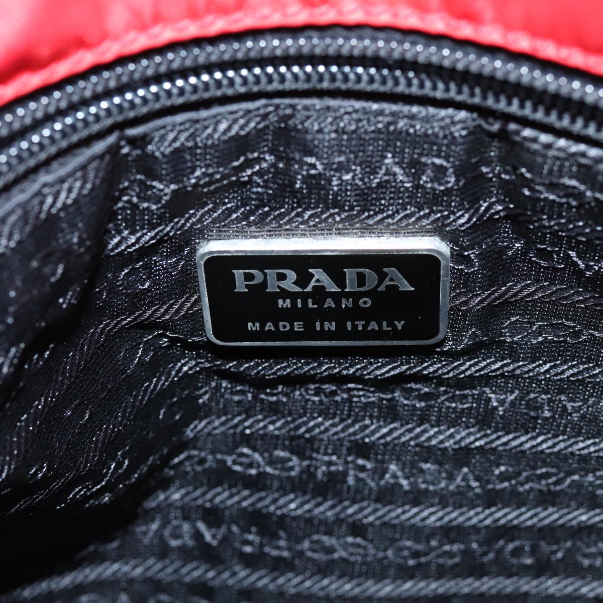 PRADA Hand Bag Nylon Red Auth ar11857