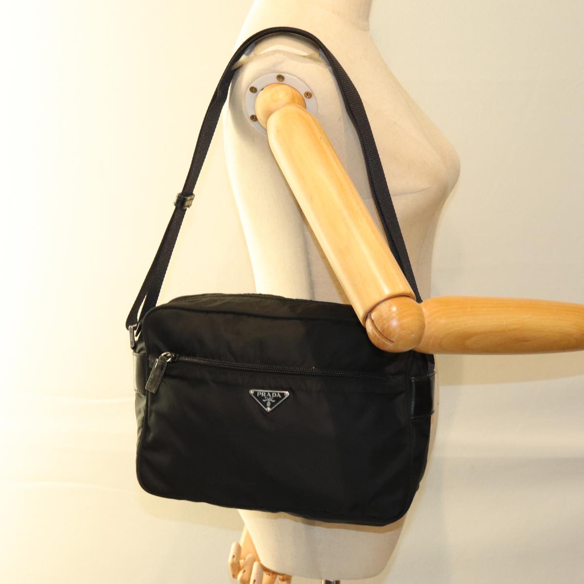 PRADA Shoulder Bag Nylon Black Auth ar11872