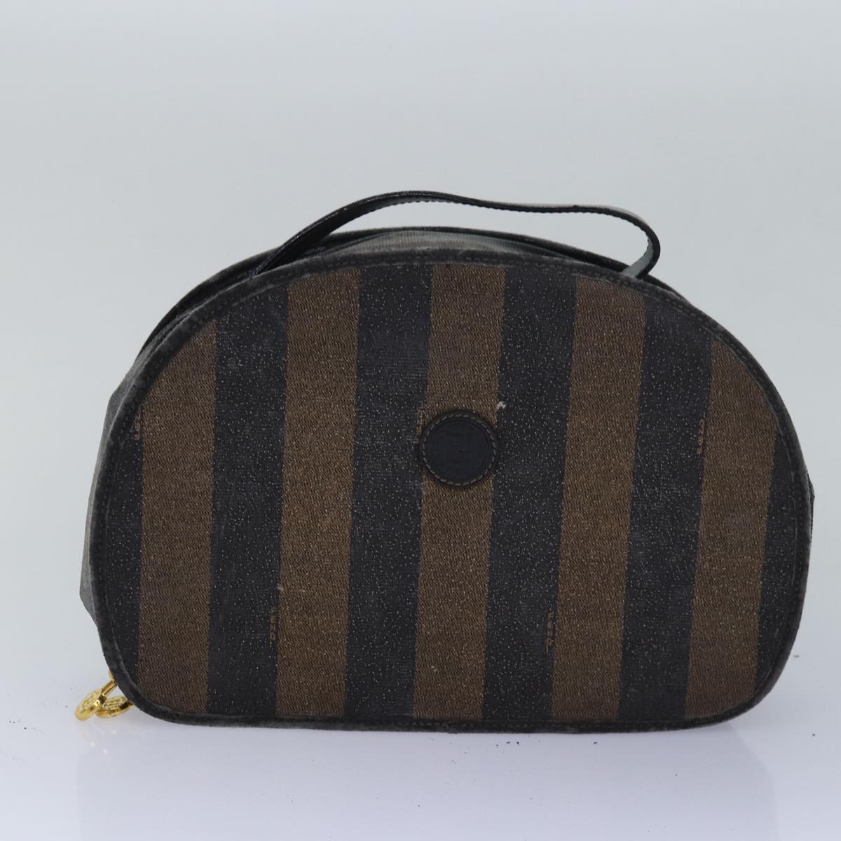 FENDI Pecan Canvas Clutch Bag 2Set Brown Black Auth ar11882