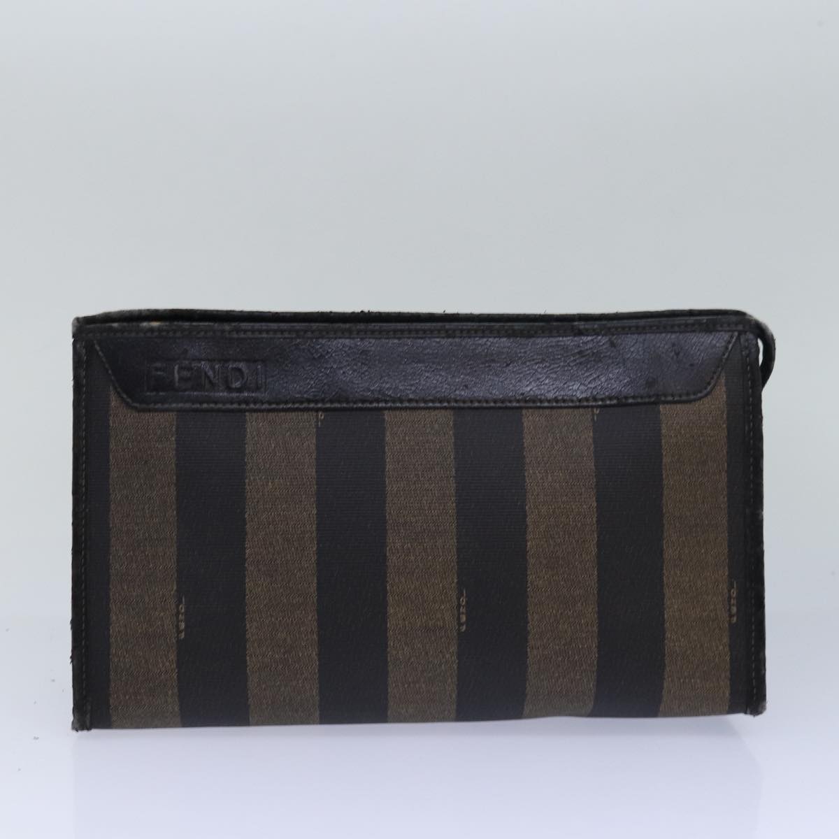 FENDI Pecan Canvas Clutch Bag 2Set Brown Black Auth ar11882 - 0