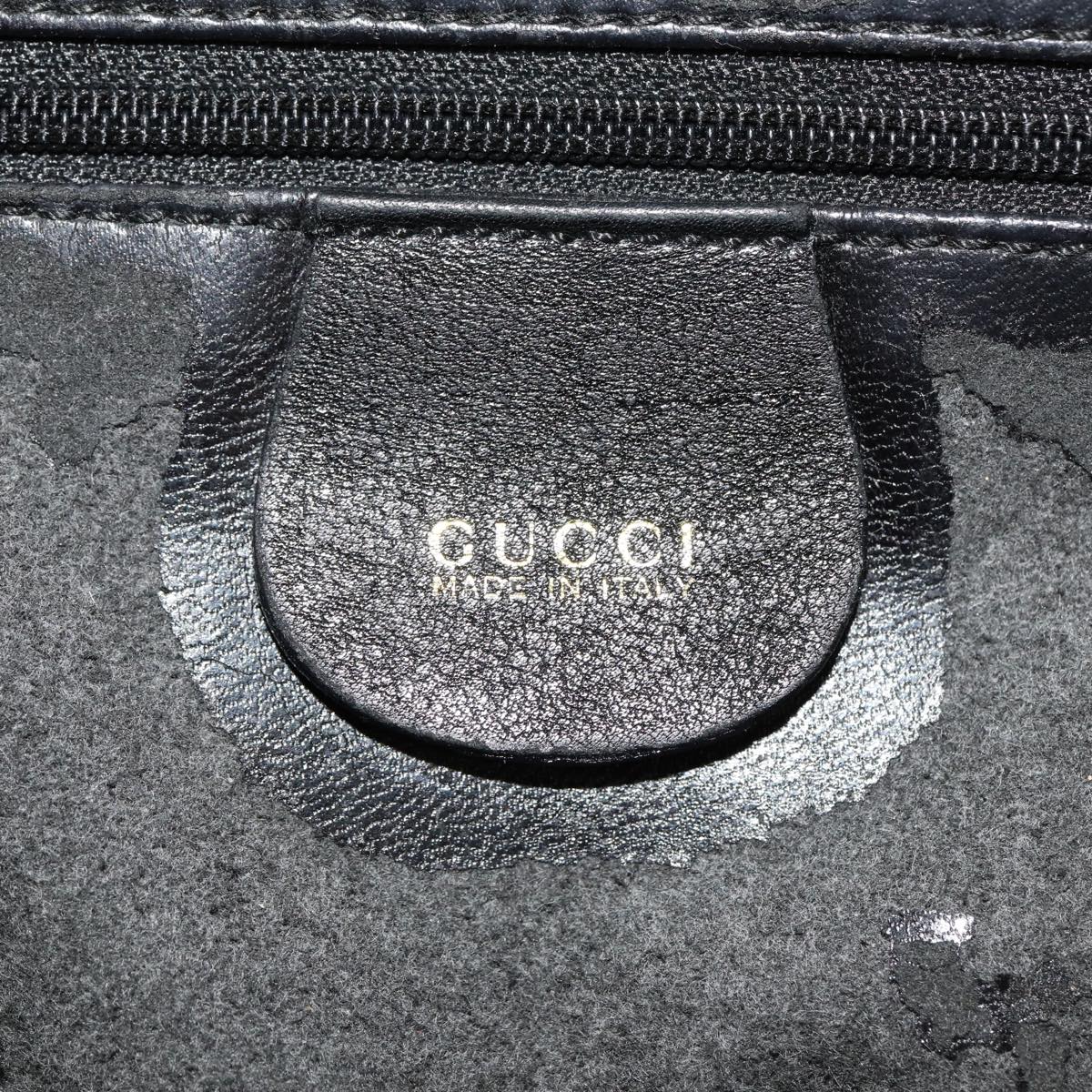 GUCCI Bamboo Hand Bag Leather Black 000 1186 0289 Auth ar11883