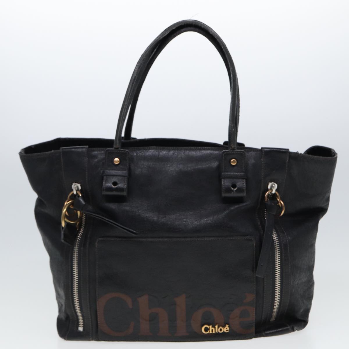 Chloe Hand Bag Leather 3Set Black Brown Auth ar11886