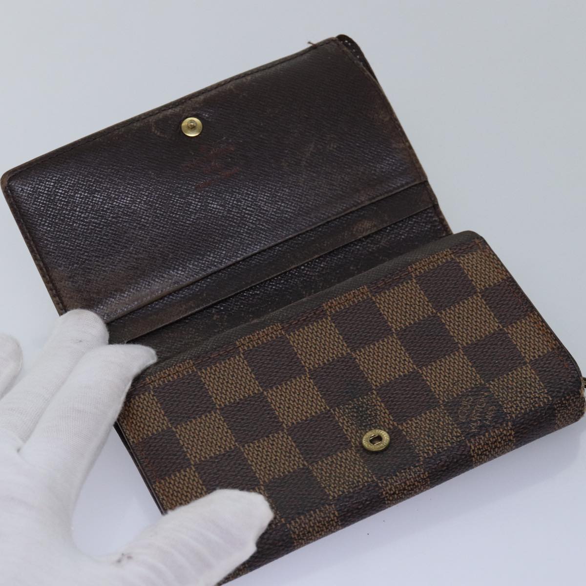 LOUIS VUITTON Monogram Damier Ebene Wallet 8Set LV Auth ar11896