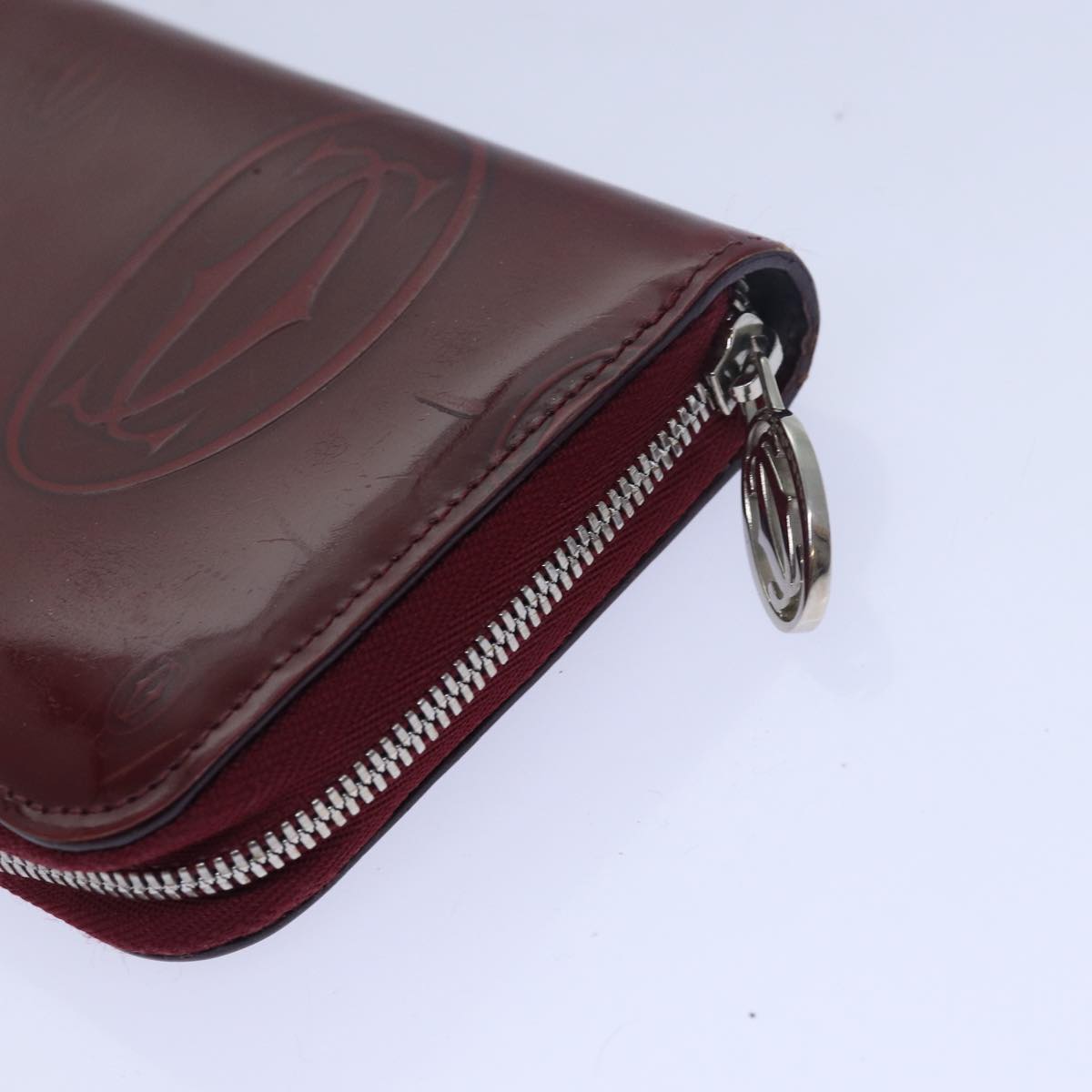 CARTIER Key Case Coin Purse Wallet Leather 9Set Red Auth ar11898