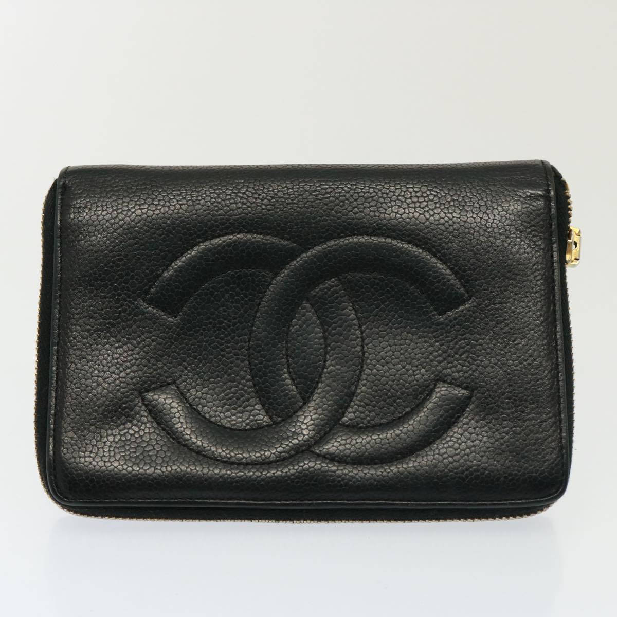 CHANEL Wallet Leather 5Set Black Beige CC Auth ar11902