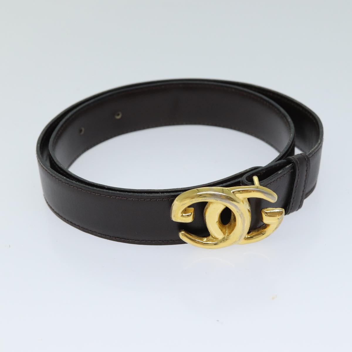 GUCCI Belt Leather 32.3"" Black Auth ar11920B