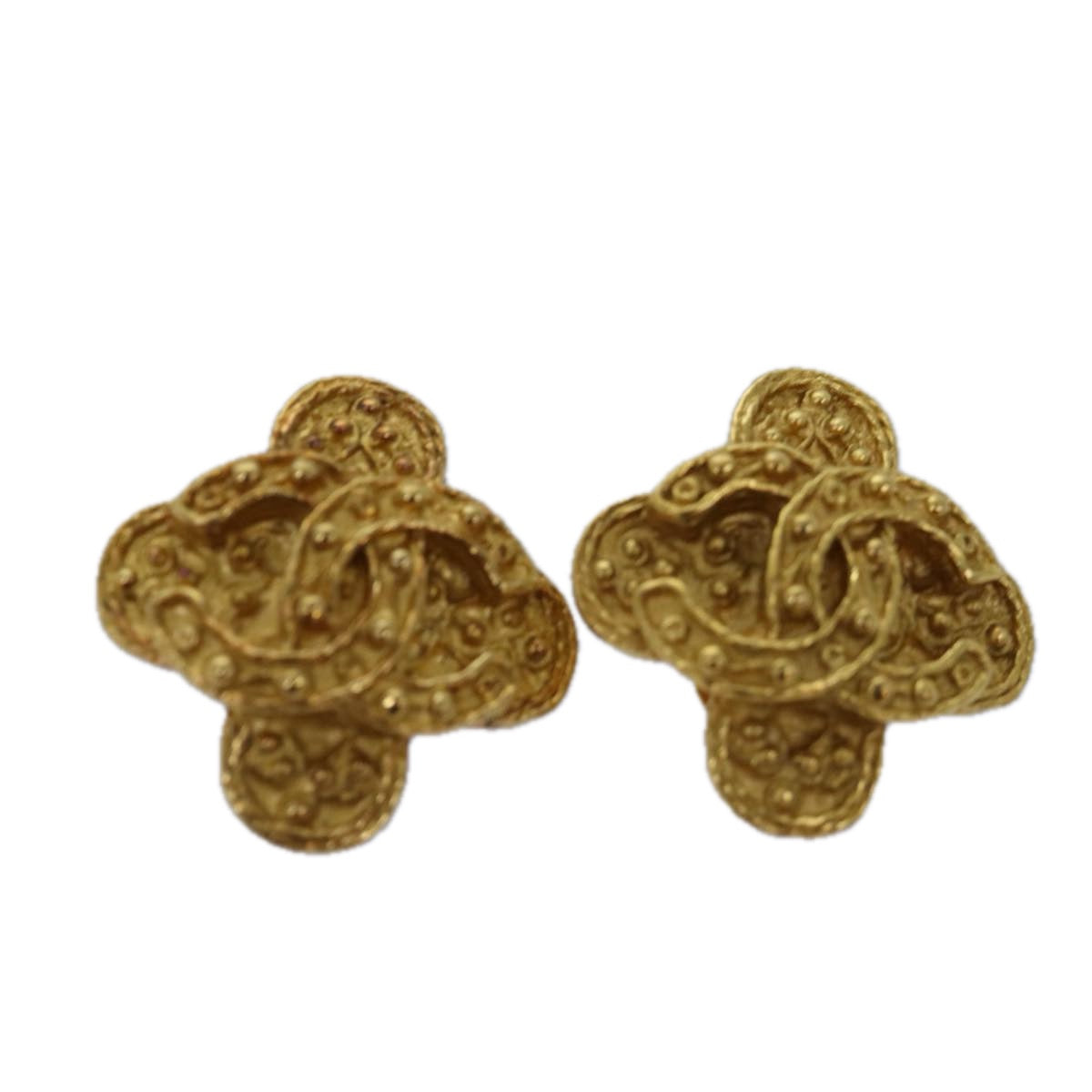 CHANEL COCO Mark Earring metal Gold CC Auth ar11932B