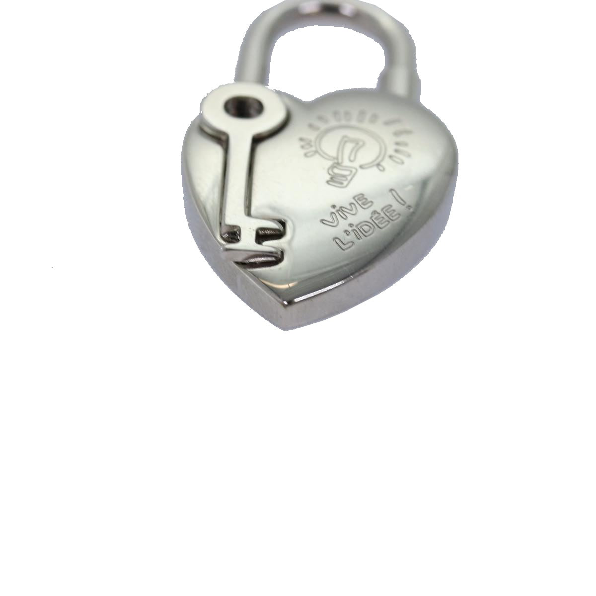 HERMES Fantasy Heart Cadena Padlock metal Silver Auth ar11933B