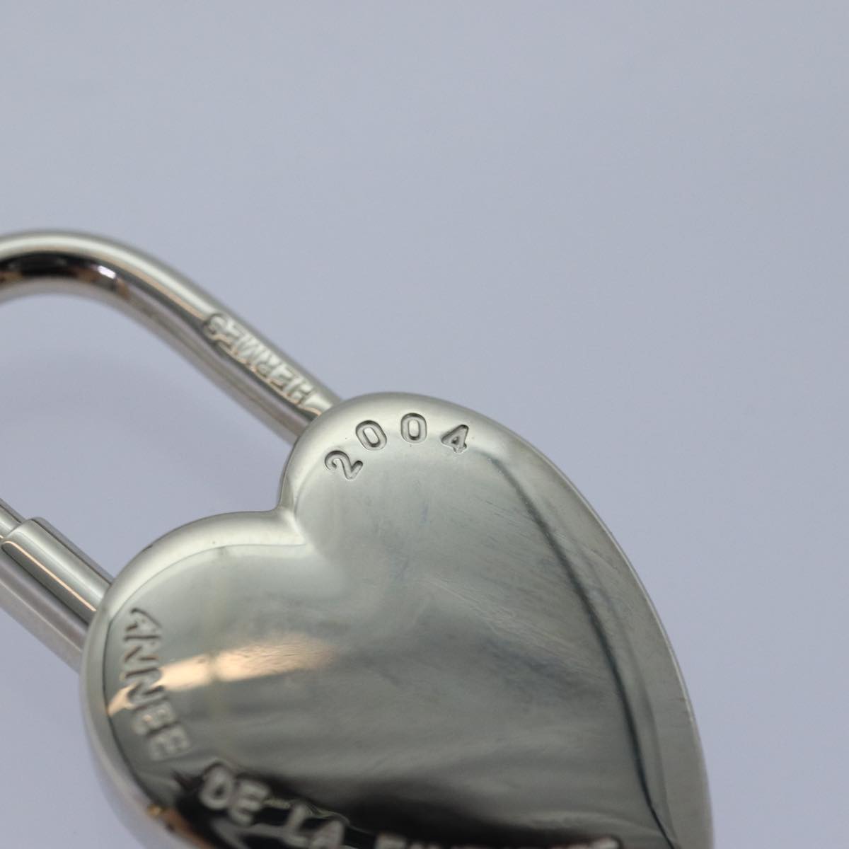 HERMES Fantasy Heart Cadena Padlock metal Silver Auth ar11933B