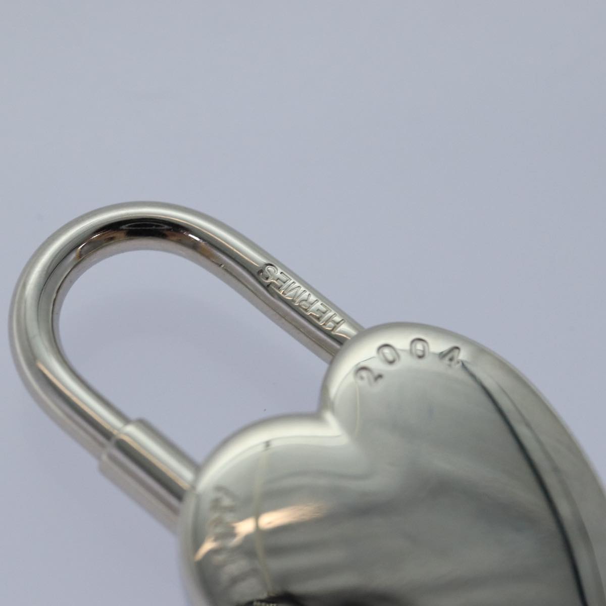 HERMES Fantasy Heart Cadena Padlock metal Silver Auth ar11933B