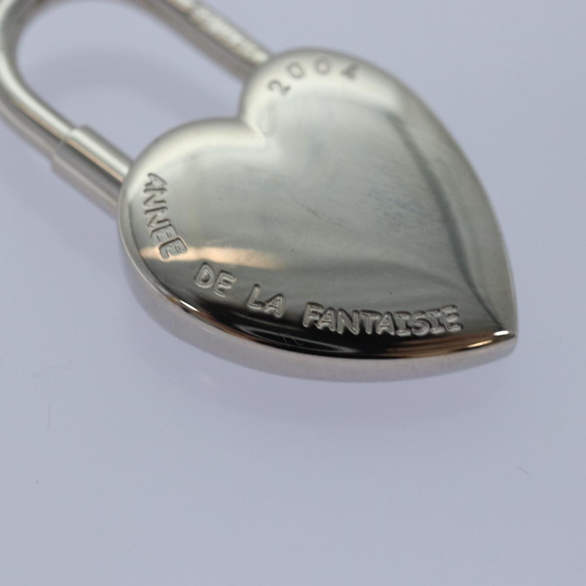 HERMES Fantasy Heart Cadena Padlock metal Silver Auth ar11933B