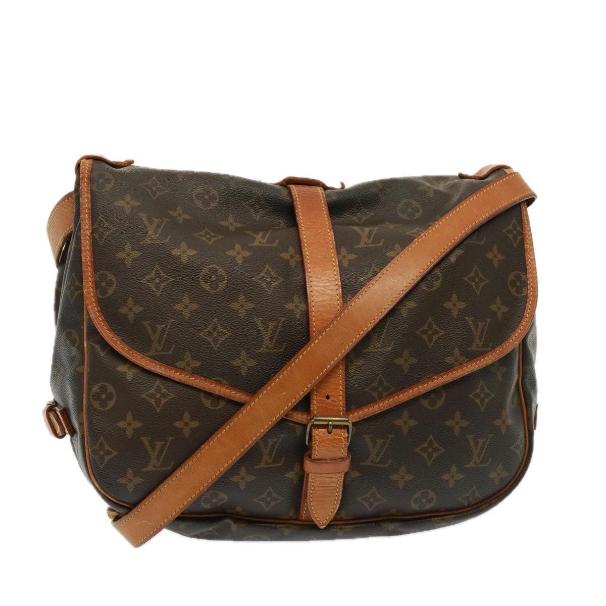 LOUIS VUITTON Monogram Saumur 35 Shoulder Bag M42254 LV Auth ar11953B