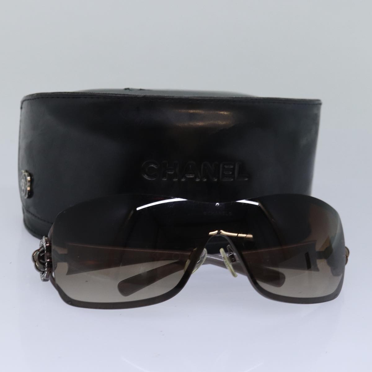 CHANEL Sunglasses plastic Brown CC Auth ar11960