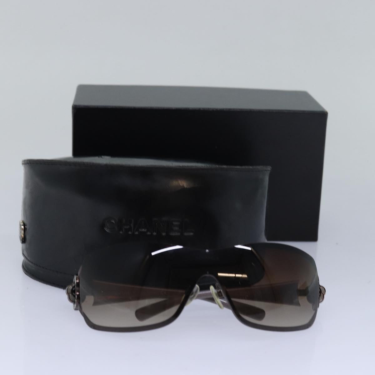 CHANEL Sunglasses plastic Brown CC Auth ar11960